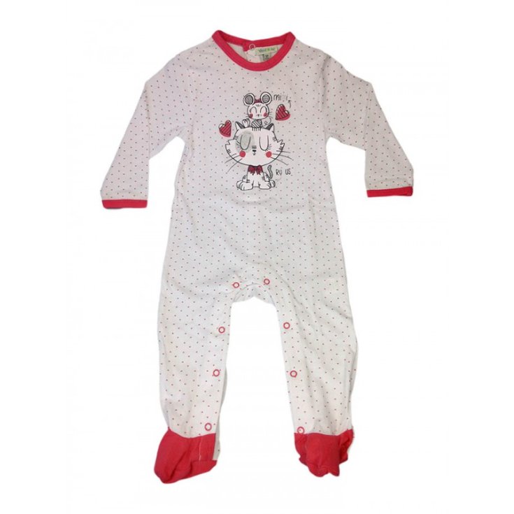 Yatsi body bebé recién nacido algodón lunares blanco corazones rojo fresa 24 m