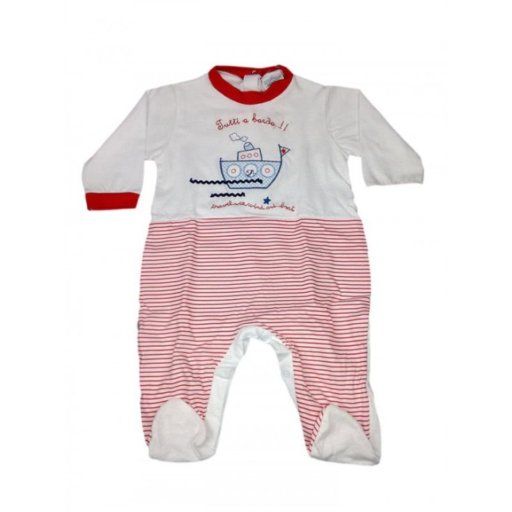 Pelele algodón bebé recién nacido Dolcemiele blanco rojo 6 - 9 m