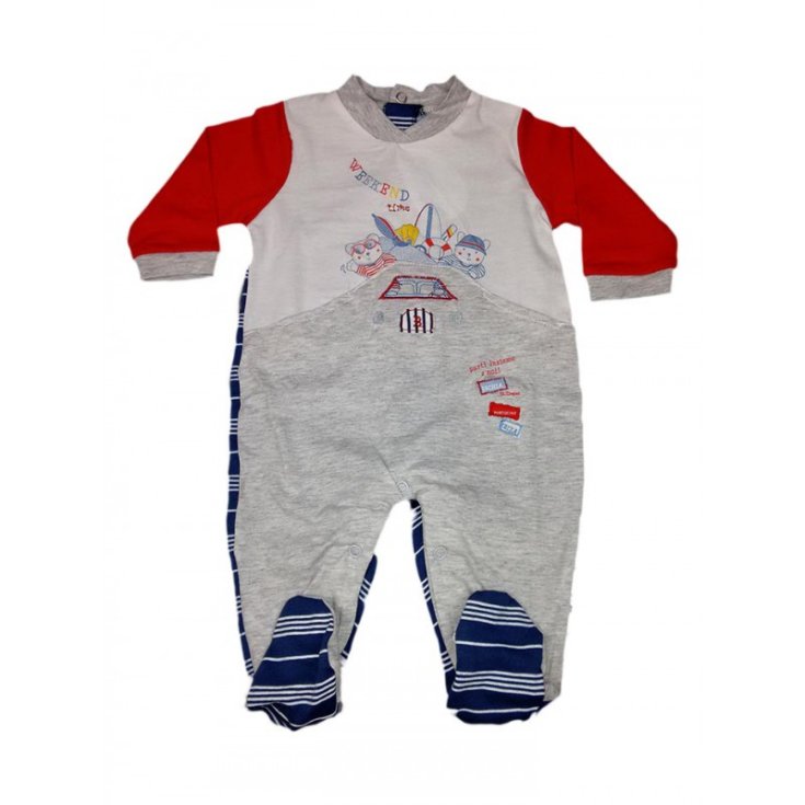 Pelele bebé niño algodón Bidibimbo gris rojo 3 - 6 m