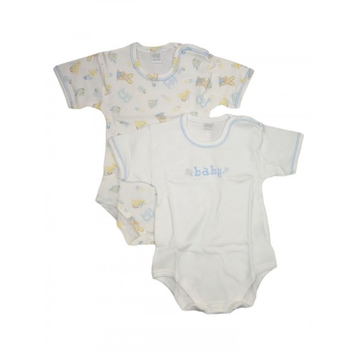 Bi-pack ropa interior bebé niño body media manga Ellepi blanco fantasía cielo 3 m
