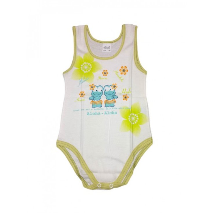 Bodino bodino ropa interior recién nacido bebé niño sin mangas Ellepi blanco verde 3A