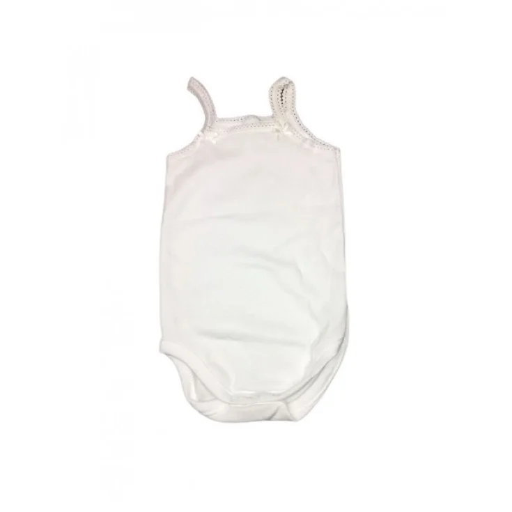 Bodino ropa interior algodón orgánico recién nacido niña sin mangas tirantes Rapife crema 9 m