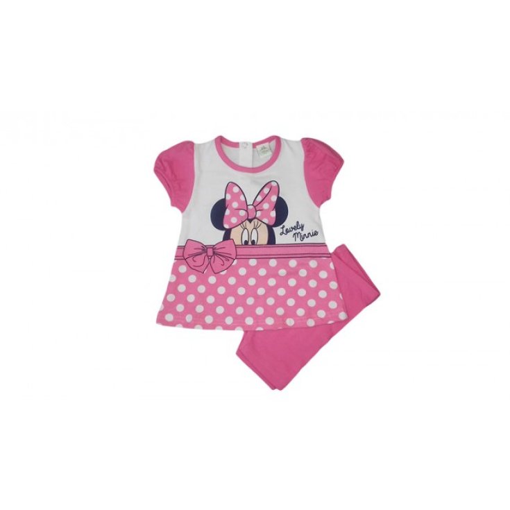 Completo 2uds algodón bebe niña Disney baby Minnie blanco fucsia 12m