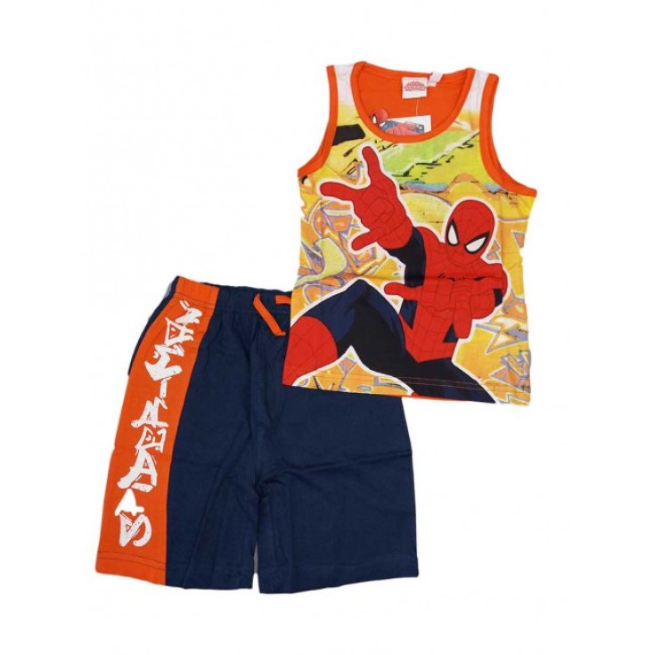 Completa 2 piezas camiseta sin mangas pantalones cortos algodón bebé niño spider man Spiderman azul 3A