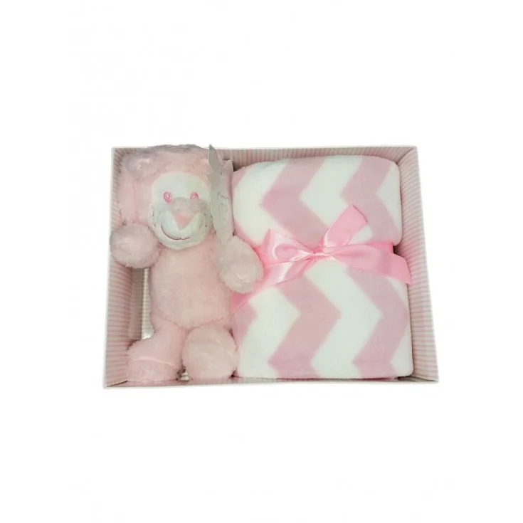 Set 2 uds caja regalo funda manta cuna cochecito rayas con T&R rosa bebé niña peluche TU