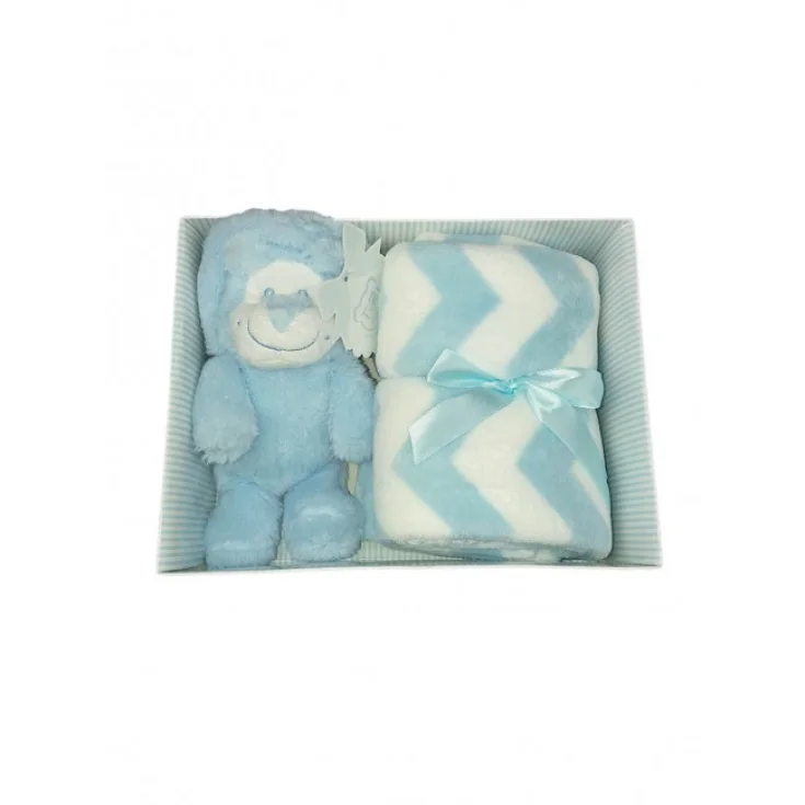 Set 2 uds caja de regalo manta cubierta cuna cochecito líneas con peluche bebé recién nacido T & R sky TU