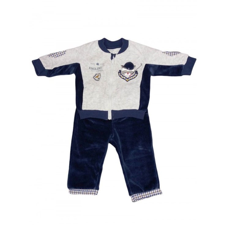 Completo 2uds chenilla bebe niño Ellepi gris azul 9m