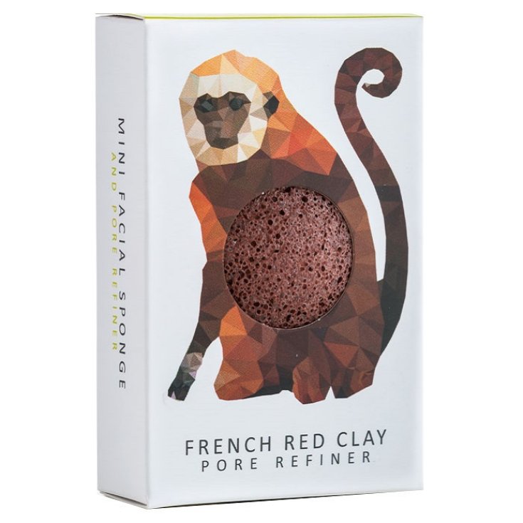 The Konjac Rainforest Monkey Mini Face Puff Arcilla francesa roja