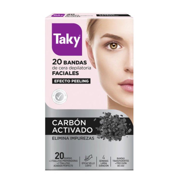 Taky Carbón Activado Tiras De Cera Para El Rostro 20 Unidades