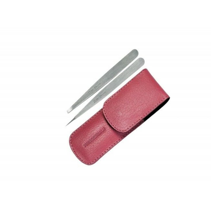 Tweezerman Pink Leather Case Slant And Point Set 2 Piezas