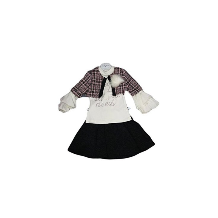 Conjunto 3 piezas bebé niña, falda de punto y chaqueta Made in Italy 3A