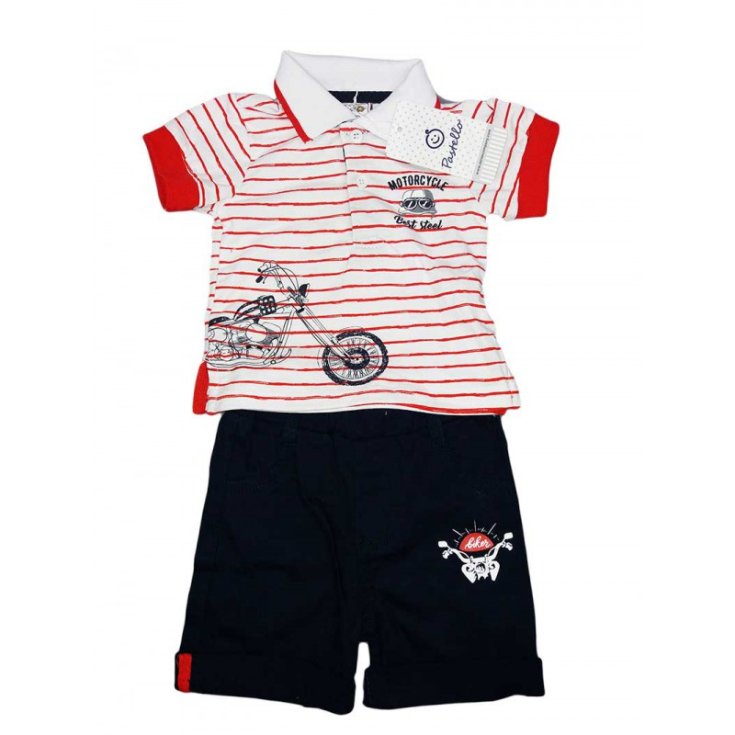 Conjunto camiseta manga corta bebé niño Rojo pastel 3 - 6 meses