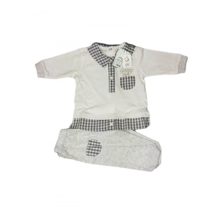 Completo 2 piezas camiseta y polainas bebe niño Will B blanco gris 1 - 3 meses