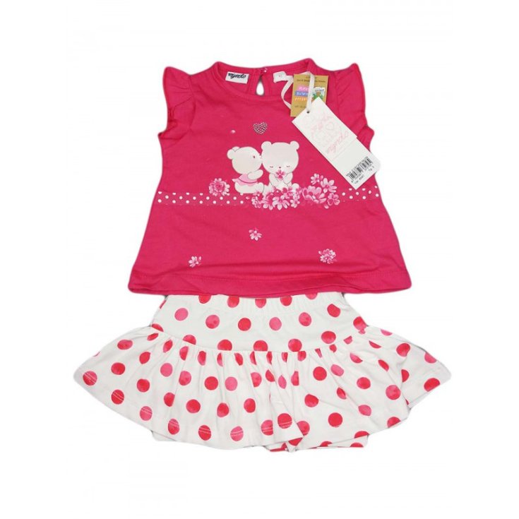 Conjunto camiseta falda bebé niña Dodipetto Pinky blanco fucsia 6 m