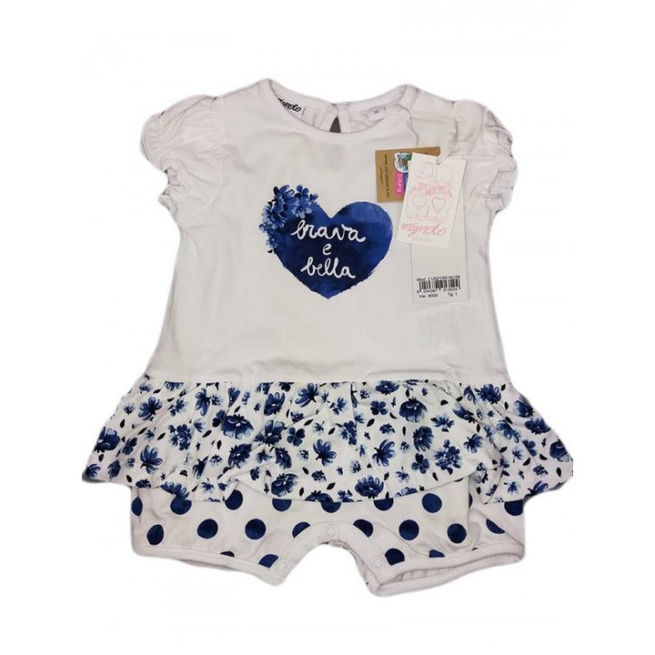 Pelele bebé niña media manga blanco azul Dodipetto Meñique 1 m