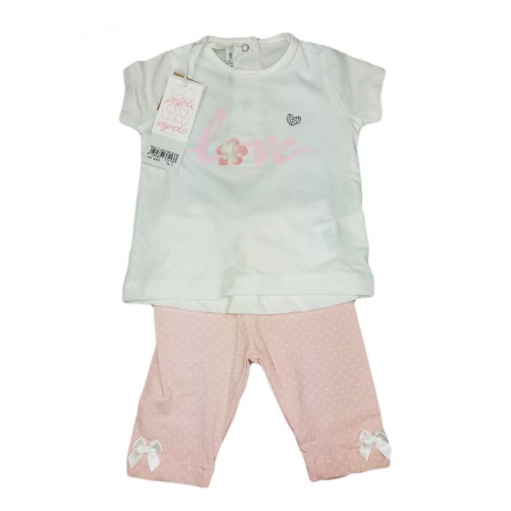 Conjunto camiseta y leggings bebé recién nacido Dodipetto Pinky blanco rosa 6 m