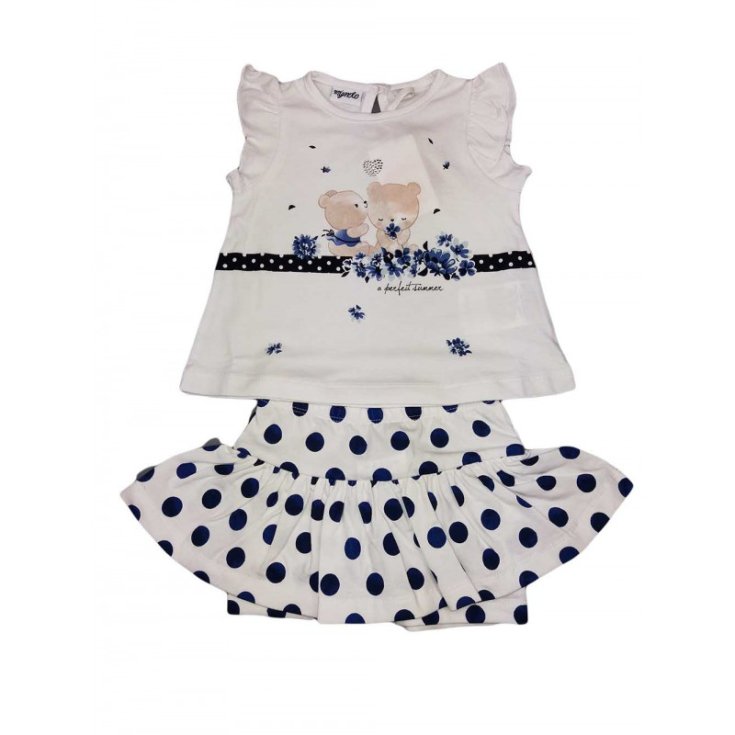 Conjunto camiseta falda bebé niña Dodipetto Pinky blanco azul 6 m