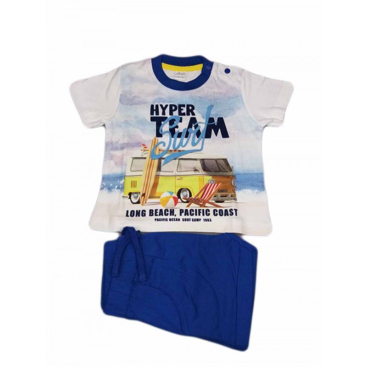 Conjunto camiseta short bebé recién nacido Ellepi blanco azul 6 m