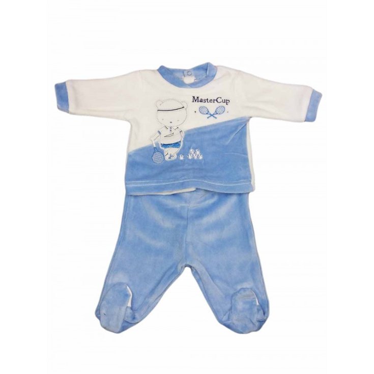 Completo 2uds chenilla bebe niño Ellepi crema cielo 1m