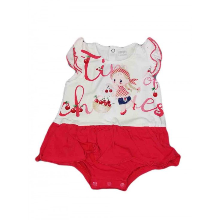 Ellpi vestido pelele bebé niña blanco rojo sin mangas 6 m