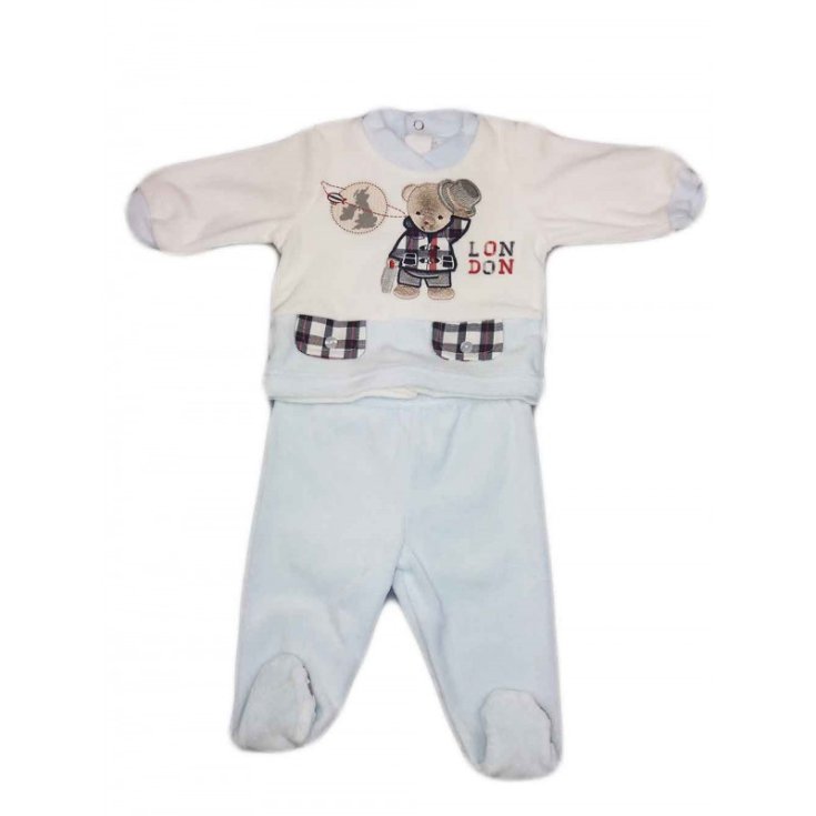 Completo 2uds chenilla bebe niño Ellepi crema cielo 1m