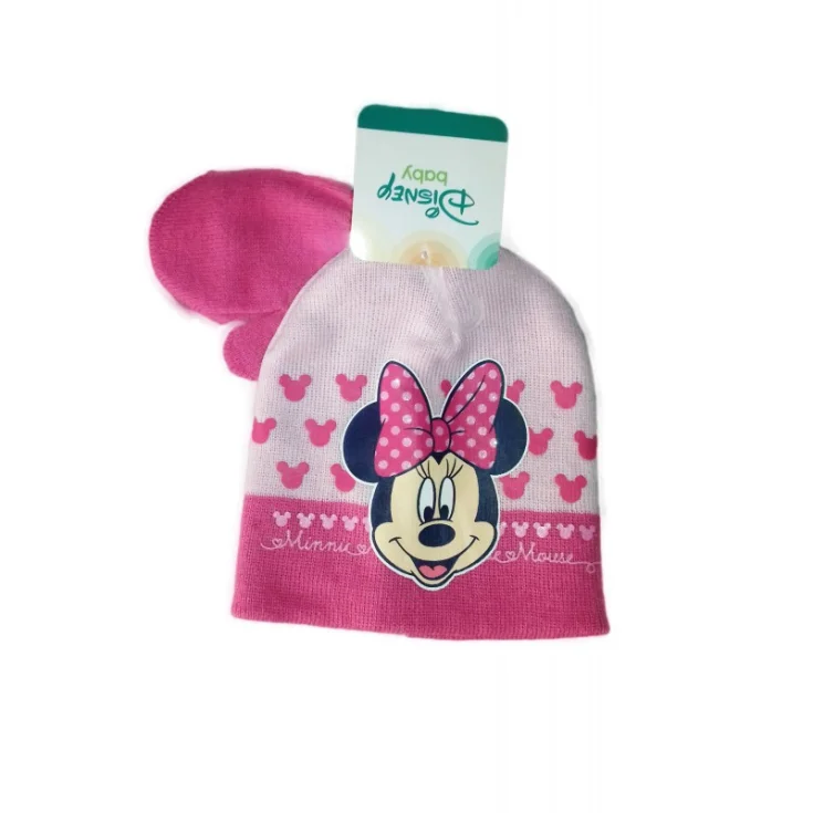 Set 2 uds Disney Minnie rosa niña manoplas gorro talla 48