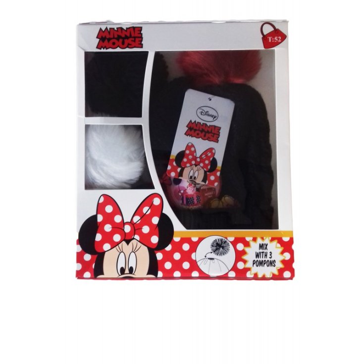 Gorro niña Minnie Disney 3 pompones negro talla 52