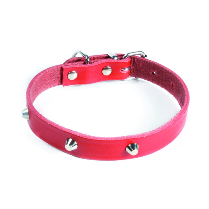 COLLAR DISCO CON TACHUELAS ROJO 1,2X35